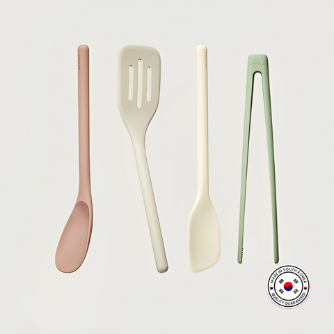 Magnetic Cooking Utensils Grey & Multi Color (Set of 4, Included Rack)