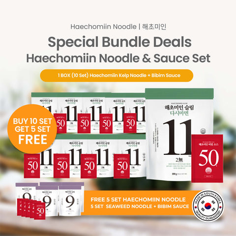 [BUY 10 GET 5 FREE] 해초미인 (Haecho Miin) Healthy Korean Seaweed & Kelp Noodle with Bibim Sauce 해초국수 & 비빔소스 다시마국수 세트 – 10개 구매 시 5개 무료
