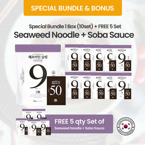 [BUY 1 BOX GET FREE 5] 해초미인 (Haecho Miin) Healthy Seaweed Noodles with Soba Sau 미역면 + 일본식 소바 소스 – 건강 다이어트 저칼로리 면ce. Low-Calorie and High-Fiber
