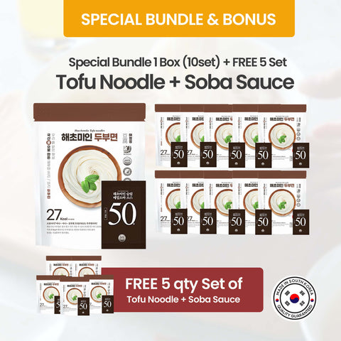 [BUY 1 BOX GET FREE 5] Healthy Tofu Noodle with Authentic Soba Sauce 1박스 건강한 두부면과 소바 소스 (번들 세트) – 저칼로리, 고단백, 건강 식품