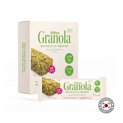 BALBOA Low Sugar Crispy Granola Bar Matcha 20g 12 Packs / 저당 크리스피 그래놀라바 말차 20g 12개입
