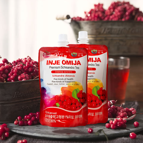 Korean Omija Extract Drink INJE Natural 120ml x 10pcs – Low Sugar 8–12%, Healthy Five Flavor Berry Juice