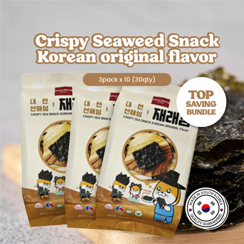 Crispy sea snack Korean original flavor 4g [1 bundle =  3pack x 10 (30qty)]