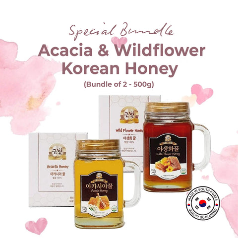 Gift Set I GOLD Korean Honey Set - Acacia & Wildflower 500gx2