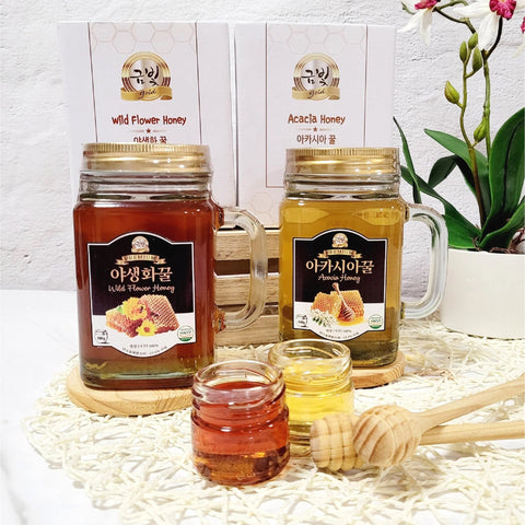 Gift Set I GOLD Korean Honey Set - Acacia & Wildflower 500gx2