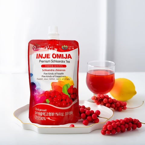 Korean Omija Extract Drink INJE Natural 120ml x 10pcs – Low Sugar 8–12%, Healthy Five Flavor Berry Juice