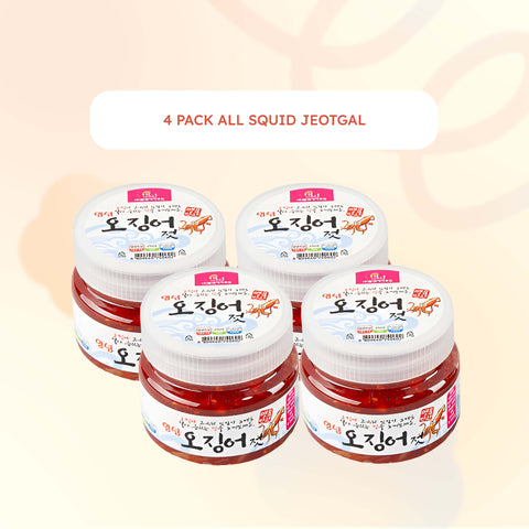 [Special Bundle 4 packs] Squid Jeotgal, Special Egg Jeotgal, Octopus Jeotgal, Cocklefish Jeotgal