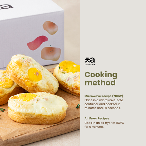 Cafe Cha Bacon Cheese Egg Bread (375g) (1 box = 75gr x 5pcs) / 베이컨 치즈 계란빵 5개입 (냉동)