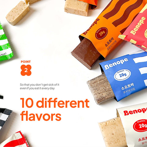 Benope Protein Soft Bar 10-Pack (60g Each) – Assorted High-Protein Soft Snack Bars