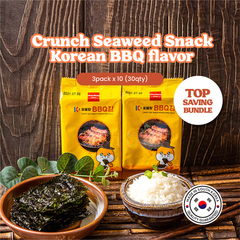 Crispy sea snack Korean BBQ flavor 4.5g [1 bundle =  3pack x 10 (30qty)]