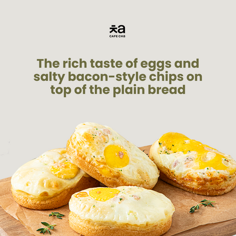 Cafe Cha Bacon Cheese Egg Bread (375g) (1 box = 75gr x 5pcs) / 베이컨 치즈 계란빵 5개입 (냉동)