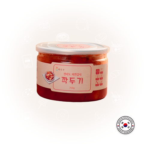 Haedamchon Premium Kkakdugi Kimchi (radish) / Kimchi Canned type (350 gr) /  해담촌 전라도 국산 깍두기 350g