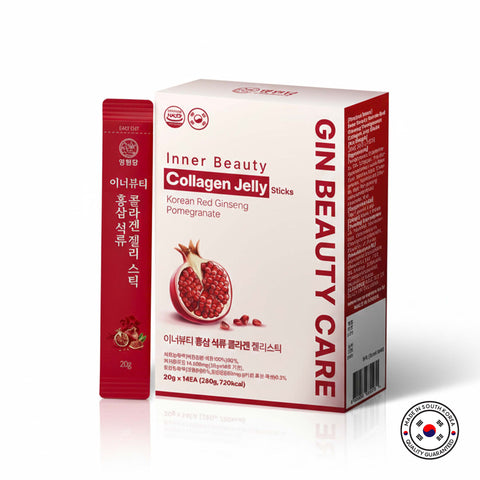 Inner Beauty Korean Red Ginseng Pomegranate Collagen Jelly Sticks (20g x 14) / 명원담 이너뷰티 홍삼 석류 콜라겐 젤리스틱 14포 히알루론산 엘라스틴