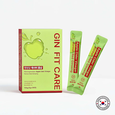 Apple Cider Vinegar ACV with Korean Red Ginseng – Daily Wellness Supplement, 5g x 30 Packs / 명원담 애사비 홍삼 30포 사과초모식초 바나바잎 애플사이다비니거 홍삼