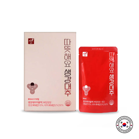 Ginger Jujube Tea – Warming Herbal Tea for Daily Wellness (80ml x 10 Packs) / 생강대추