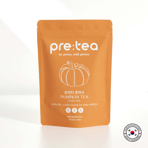 PRETEA Pumpkin Old Pumpkin Tea – 100% Korean Pumpkin Herbal Tea, 20 Tea Bags (1.5g Each) / 프리티 호박수 호박차