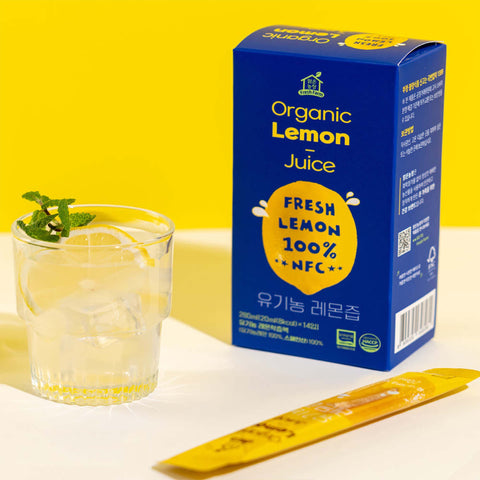 100% Organic Lemon Juice Sticks – Pure, Natural Lemon Juice for Daily Wellness, 14 Packets / 유기농레몬주스