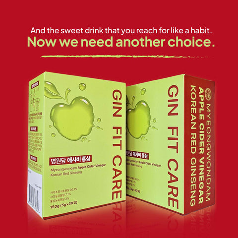 Apple Cider Vinegar ACV with Korean Red Ginseng – Daily Wellness Supplement, 5g x 30 Packs / 명원담 애사비 홍삼 30포 사과초모식초 바나바잎 애플사이다비니거 홍삼