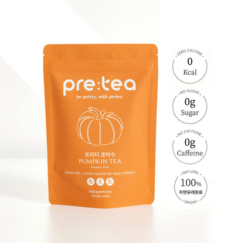 PRETEA Pumpkin Old Pumpkin Tea – 100% Korean Pumpkin Herbal Tea, 20 Tea Bags (1.5g Each) / 프리티 호박수 호박차