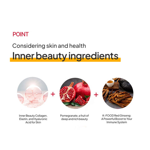 Inner Beauty Korean Red Ginseng Pomegranate Collagen Jelly Sticks (20g x 14) / 명원담 이너뷰티 홍삼 석류 콜라겐 젤리스틱 14포 히알루론산 엘라스틴