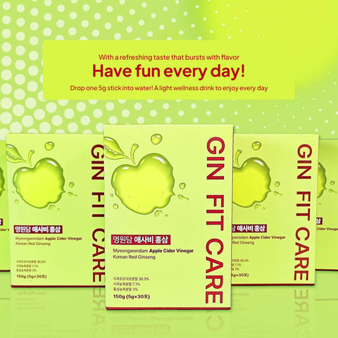 Apple Cider Vinegar ACV with Korean Red Ginseng – Daily Wellness Supplement, 5g x 30 Packs / 명원담 애사비 홍삼 30포 사과초모식초 바나바잎 애플사이다비니거 홍삼
