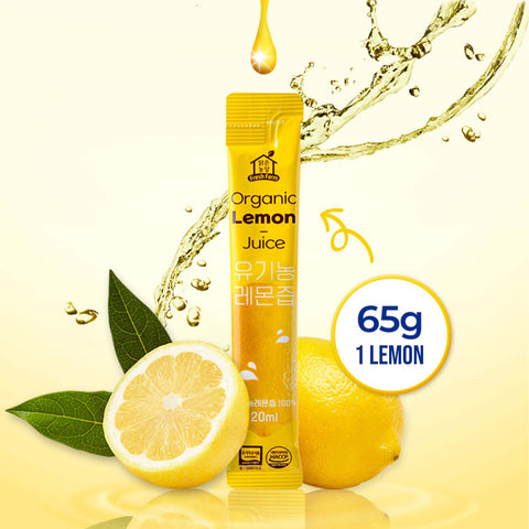 100% Organic Lemon Juice Sticks – Pure, Natural Lemon Juice for Daily Wellness, 14 Packets / 유기농레몬주스