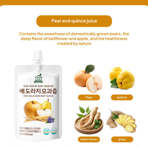 Clear Farm Pear Bellflower Root Juice 100ml x 10 Packs – Korean Herbal Fruit Drink