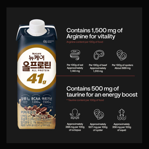 [9pcs / 18pcs] Nucare All Protein 41g Coffee Milk Zero Sugar (350ml)