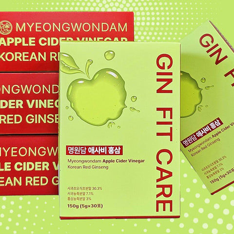 Apple Cider Vinegar ACV with Korean Red Ginseng – Daily Wellness Supplement, 5g x 30 Packs / 명원담 애사비 홍삼 30포 사과초모식초 바나바잎 애플사이다비니거 홍삼