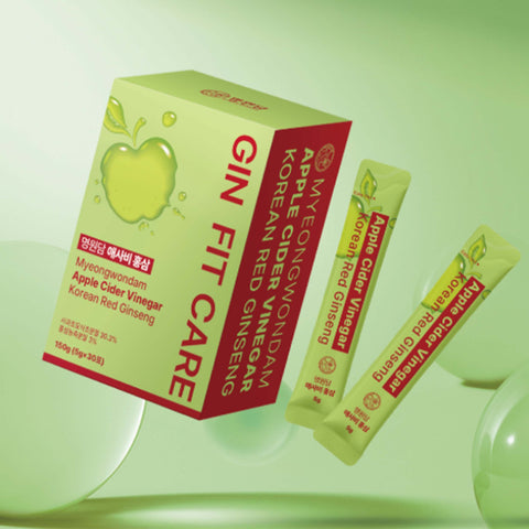 Apple Cider Vinegar ACV with Korean Red Ginseng – Daily Wellness Supplement, 5g x 30 Packs / 명원담 애사비 홍삼 30포 사과초모식초 바나바잎 애플사이다비니거 홍삼