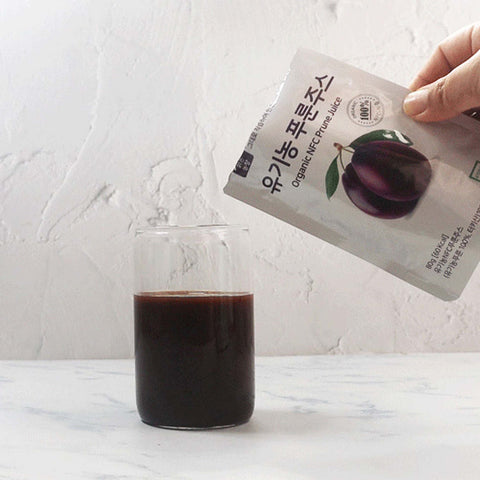 Korean 100% Organic Prune Juice – Natural Fiber-Rich Digestive Drink (80ml x 30 Packets)