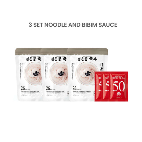 [NEW] Haechomiin Black Bean Diet Noodles – Konjac Jajangmyeon Set with Bibim/Soba Sauce / 해초미인 검은콩국수