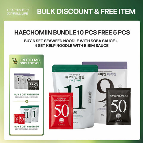 [BULK DEAL BUY 10 GET 5 FREE] Korean Seaweed & Kelp Noodle Set with Soba and Bibim Sauce 소바소스 해초국수 & 비빔소스 다시마국수 세트 – 10개 구매 시 5개 무료