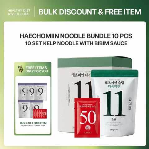 [BUY 10 GET 5 FREE] 해초미인 (Haecho Miin) Healthy Korean Seaweed & Kelp Noodle with Bibim Sauce 해초국수 & 비빔소스 다시마국수 세트 – 10개 구매 시 5개 무료