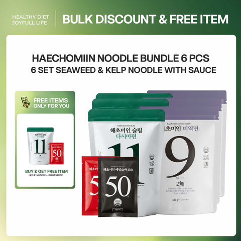 [BUY 6 GET 1 FREE] Korean Seaweed & Kelp Noodle Set with Soba and Bibim Sauce 소바소스 해초국수 & 비빔소스 다시마국수 세트 – 6개 구매 시 1개 무료