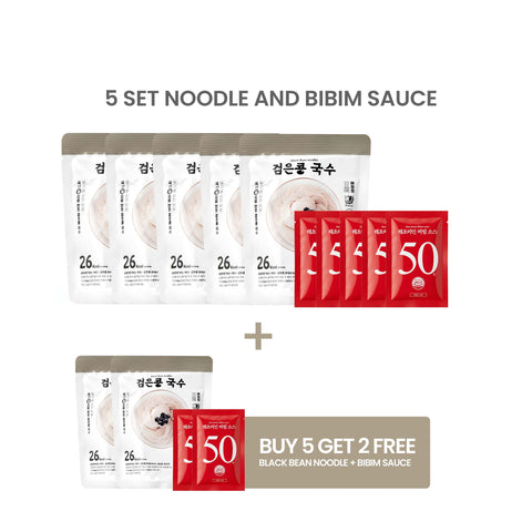 [NEW] Haechomiin Black Bean Diet Noodles – Konjac Jajangmyeon Set with Bibim/Soba Sauce / 해초미인 검은콩국수