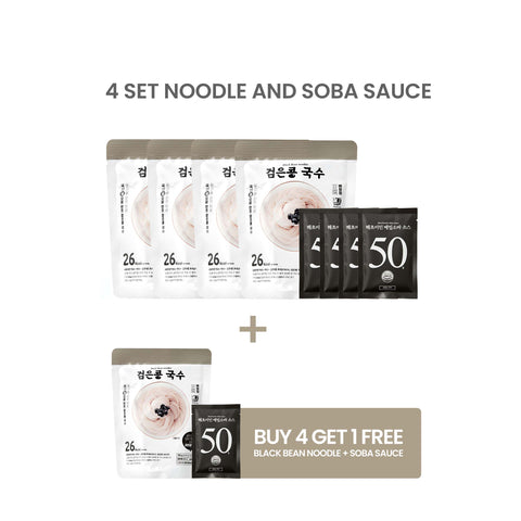 [NEW] Haechomiin Black Bean Diet Noodles – Konjac Jajangmyeon Set with Bibim/Soba Sauce / 해초미인 검은콩국수