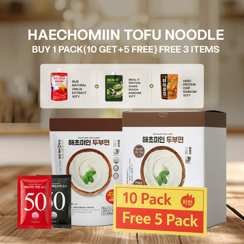 [BUY 1 BOX GET FREE 5] Tofu Noodle Set with Bibim Sauce – High-Protein, Low-Calorie, Spicy Korean Noodles  1박스 건강한 두부면과 비빔 소스  – 저칼로리, 고단백, 건강 식품