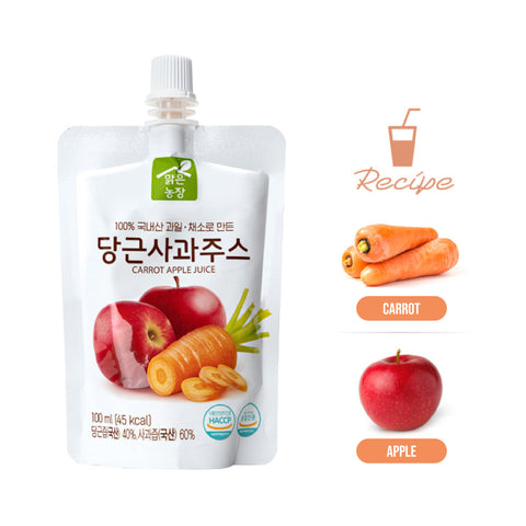 Korean Carrot Apple Juice 100% Domestic Ingredients Healthy Fruit & Vegetable Juice 100ml x 10 Packs