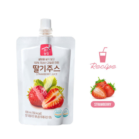 Clear Farm Strawberry Juice 100ml x 10 Packs – Korean Fresh Strawberry Drink