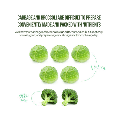 Korean Organic Cabbage & Broccoli Juice – Natural Detox & Digestive Support Drink (80ml x 30pcs)