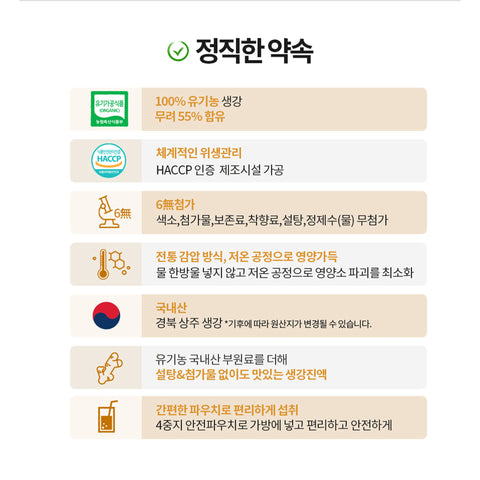 HEALTHY TREE Organic Ginger Extract Ready To Drink Stick 15gx30Packs / 바로 짜먹는 유기농 생강보감 진액