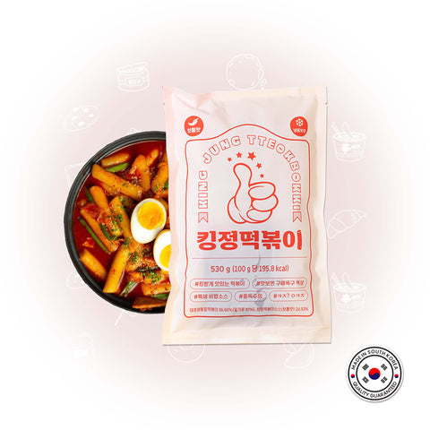 Tteokbokki Miltteok National Regular Spicy (530gr) / 킹정 떡볶이 밀떡 국민 보통맛 매운맛 530g