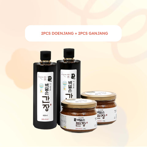 [Special Bundle 4pcs] Premium Traditional Doenjang Soybean Paste and Hand made Gan Jang Soy Sauce