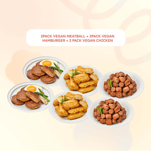 [Special Bundle 6 Packs] SUJISLINK Vegan Meat Meal Kit / Vegan Meatballs, Vegan Hamburger Steak, and Vegan Chicken Tender