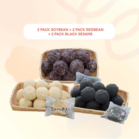 [Special Bundle 6 pack = 60pcs] Jeju Omegi Dduk / Red Bean Rice Cake, Soybean Rice Cake, Black Sesame Rice Cake