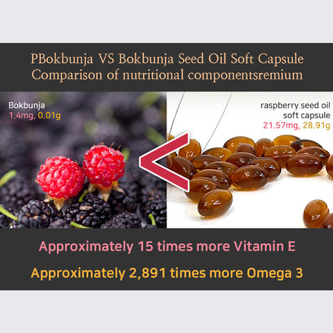 RUBUS 100% Korean Black Raspberry Seed Oil (30 capsules) / 베리너리 복분자종자유 하루 1알로 면역 챙겨요