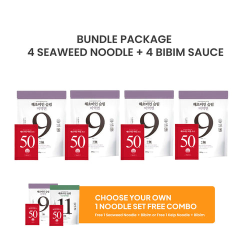 [BUY 4 GET 1 FREE] 해초미인 (Haecho Miin) Korean Diet-Friendly Noodles with Bibim Sauce – Seaweed or Kelp (한국 건강 비빔국수)