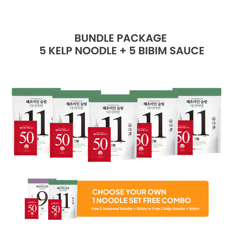 [BUY 5 GET 2 FREE] 해초미인 (Haecho Miin) Korean Kelp & Seaweed Noodles with Bibim Sauce | Mix & Match 저칼로리 건강 국수 세트