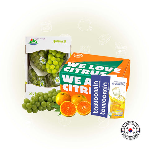 SPECIAL BUNDLE - 1 Box of Korean Fresh Fruit + Energy Vitamin Taumin drink (140 ml x 15 qty) + Free 3pcs of Korean Seaweed